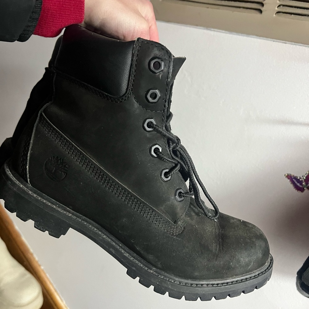 Timberland Black Leather Lace-Up Boots